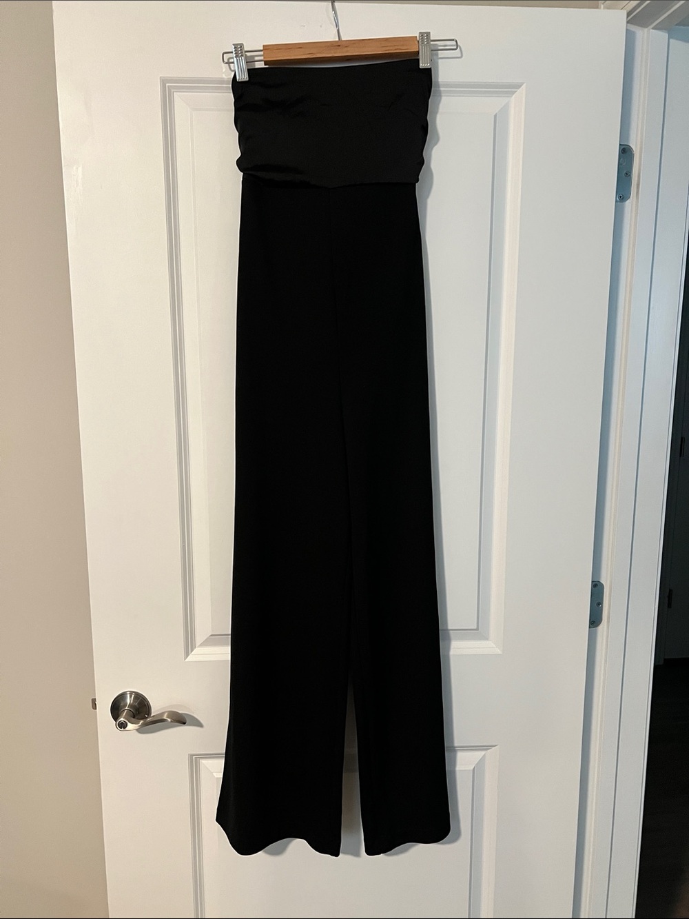Express Black Strapless Wide-Leg Jumpsuit size XS